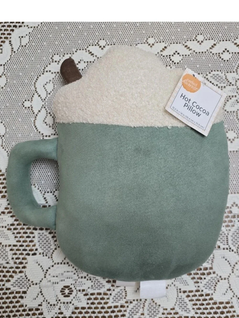 Mug of Hot Cocoa Cappuccino Shape Plush Accent Pillow Fall Autumn Harvest Winter